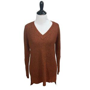 Natural Reflections Women's S Small Knit Sweater Long Sleeve V-Neckline Rust
